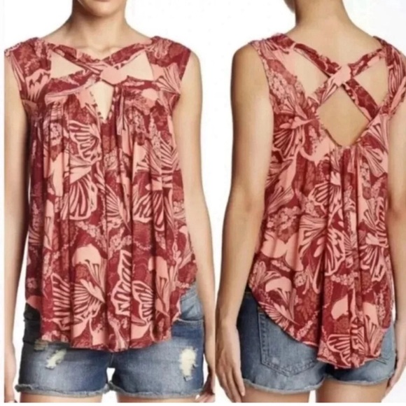 Free People Tops - Free People Cherry Combo Sleeveless Top